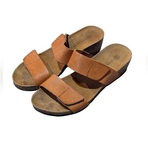 Lola Sabbia Lily Leather Wedge Cork Sandals size 8
